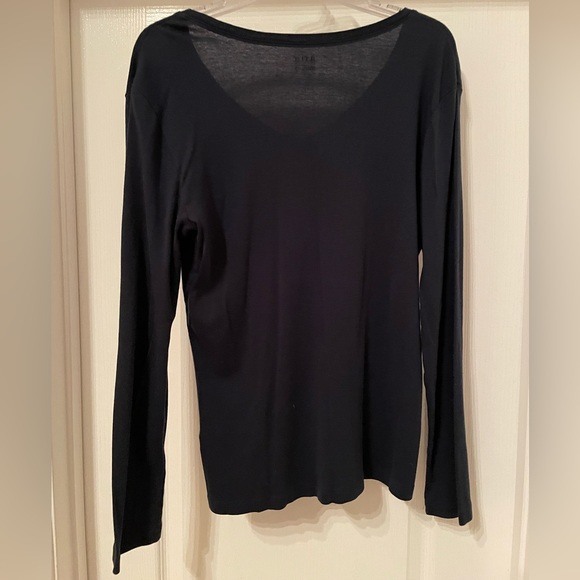 ANA a.n.a. long sleeve v neck tee top size Large- dark navy - Picture 2 of 5